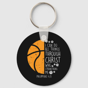 Basketboll jag kan göra Sak Bible Verse Gud Jesus Nyckelring