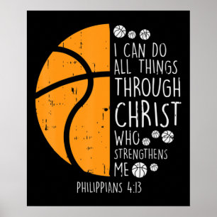 Basketboll jag kan göra Sak Bible Verse Gud Jesus Poster
