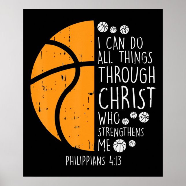Basketboll jag kan göra Sak Bible Verse Gud Jesus Poster (Framsidan)