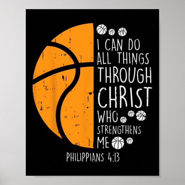 Basketboll jag kan göra Sak Bible Verse Gud Jesus  Poster (Framsidan)