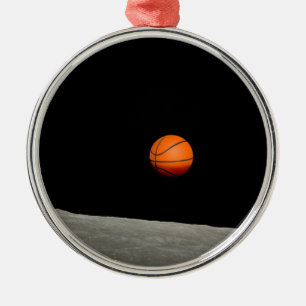 Basketboll jord från rymdsuniversum i måne julgransprydnad metall