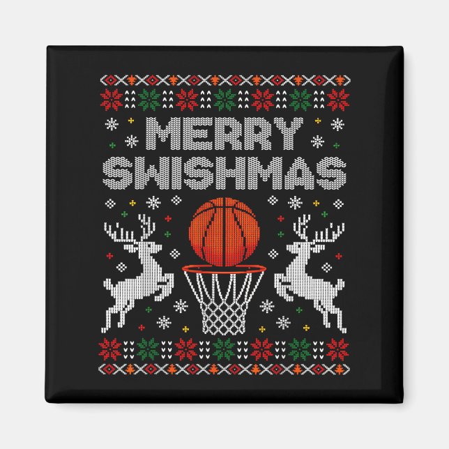 Basketboll Jul ful jultröja Glad Swishmas M Magnet (Framsidan)
