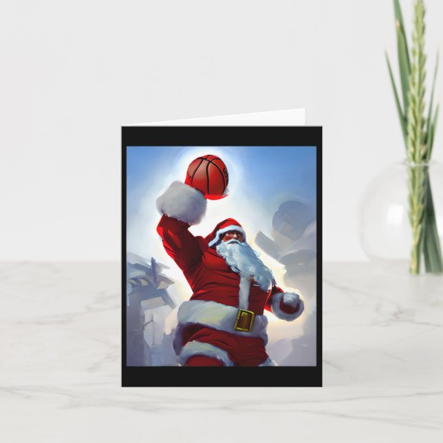 Basketboll jul Jultomten Dunking För manar A Kort (Framsida)