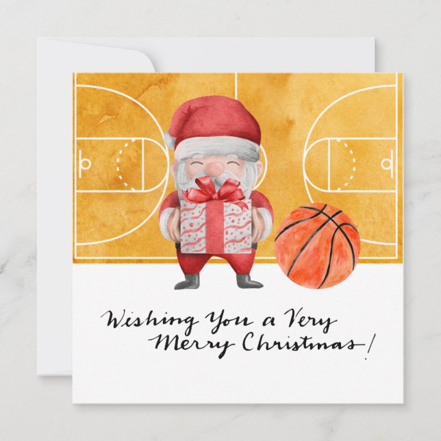 Basketboll jul med Jultomten Julkort (Framsida)