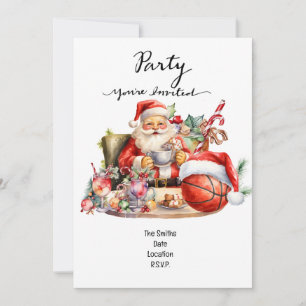 Basketboll jul Party med Jultomten Inbjudningar