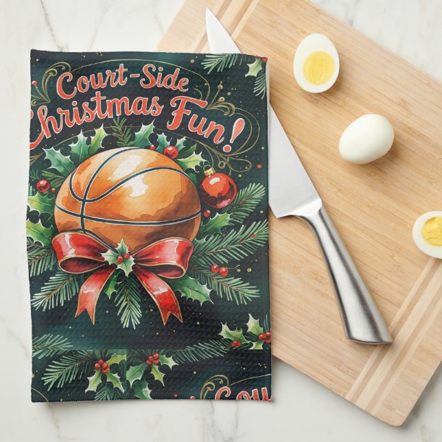 Basketboll Julens vattenfärg - tema Kökshandduk (Vikt i Fjärdedel)