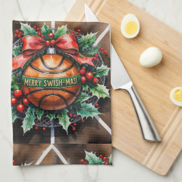 Basketboll Julens vattenfärg - tema Kökshandduk