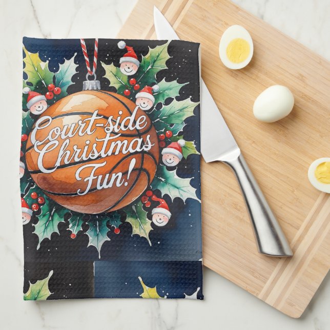 Basketboll Julens vattenfärg - tema Kökshandduk (Vikt i Fjärdedel)