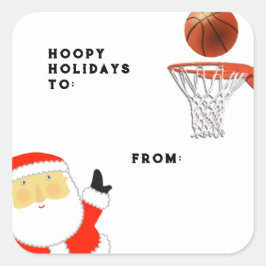Basketboll Julpresent Tags Fyrkantigt Klistermärke