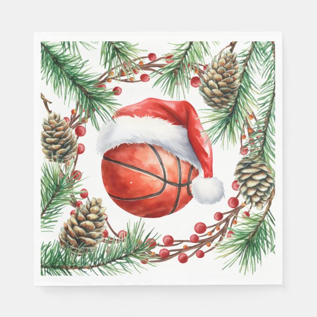 Basketboll Jultema för spelare Pappersservett (Framsidan)