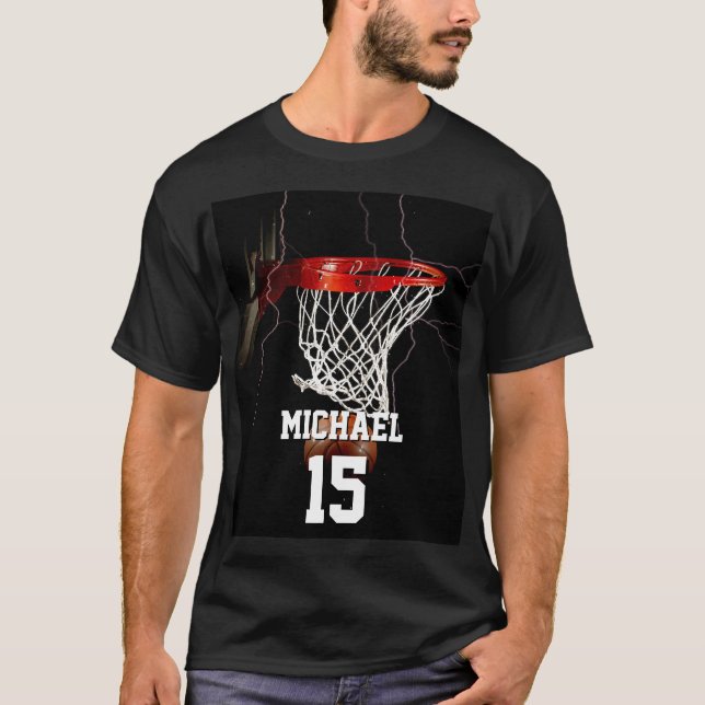 Basketboll lägg till ditt namn och nummer t shirt (Framsida)