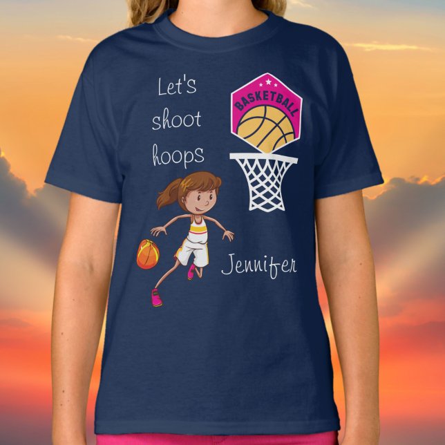 Basketboll "Låt oss Shoot Ringar" Personlig T-Sh T Shirt (Basketball "Let's Shoot Hoops" Personalized T-Shirt)