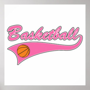 Basketboll logotyp rosa kvinnliga flickor poster