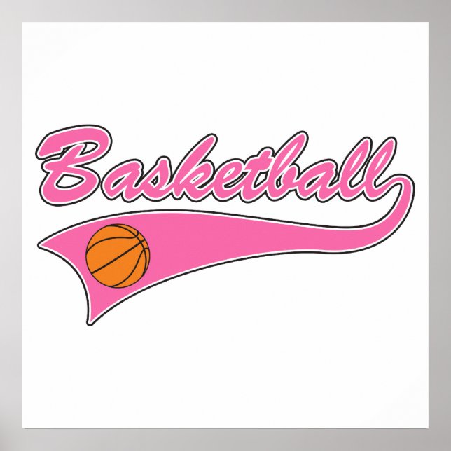 Basketboll logotyp rosa kvinnliga flickor poster (Framsidan)