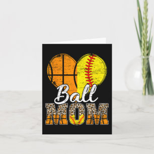 Basketboll Mamma Hjärta Softboll Mama Leopard Mor Kort