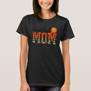 Basketboll Mamma med leopard och rött hjärta för m T Shirt