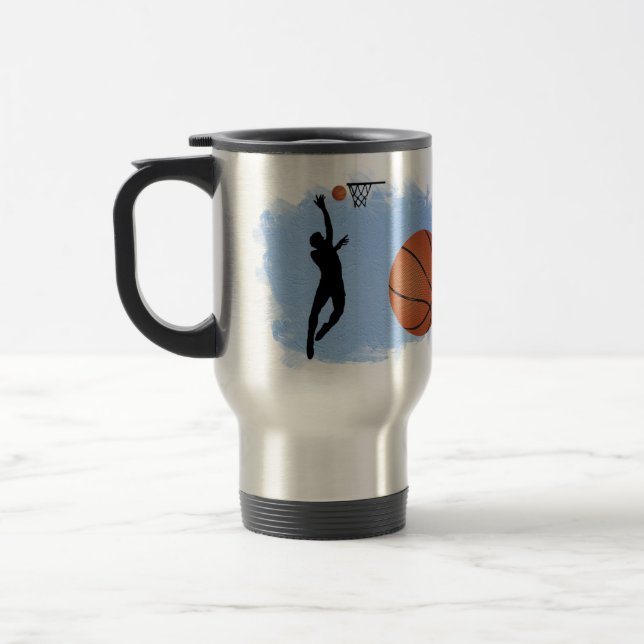 Basketboll Manlig spelare och boll anpassa Resemugg (Vänster)