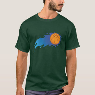 Basketboll med blå lågor Boll Sport USA rolig T Shirt