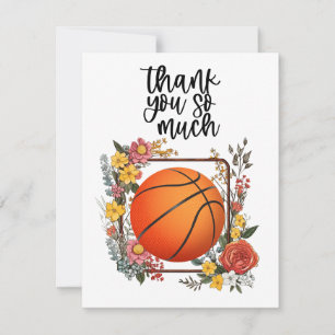 Basketboll med blommor för buss tack kort
