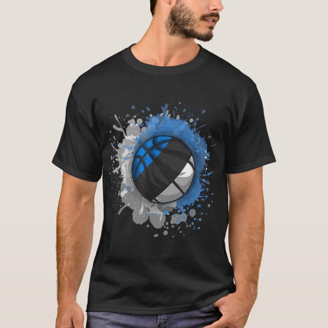 Basketboll med Estlands Flagga T Shirt (Framsida)