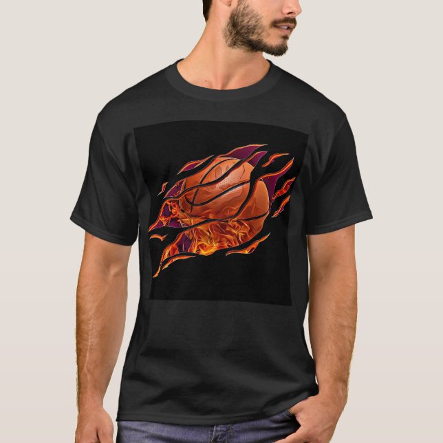 Basketboll med flamma t shirt (Framsida)