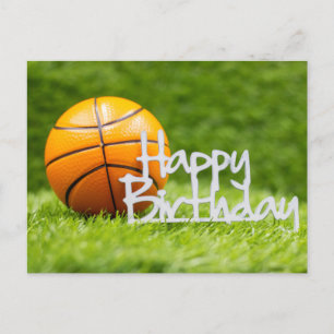 Basketboll med Grattis på födelsedagen-tecken på g Vykort