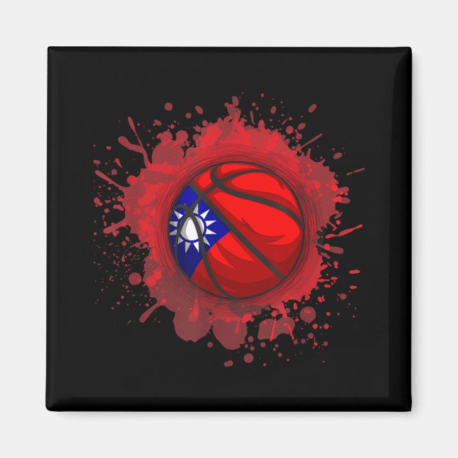 Basketboll med Taiwan-Flagga Magnet (Framsidan)