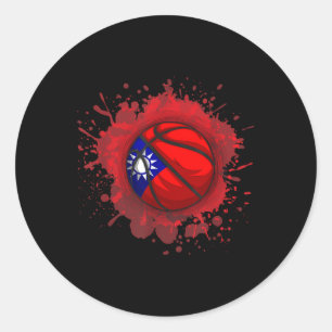 Basketboll med Taiwan-Flagga Runt Klistermärke