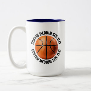 Basketboll & Medium Text NAVYBLÅ 425g Custom Två-Tonad Mugg