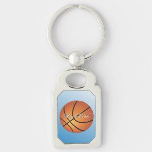 Basketboll 🏀 Monogram budget Speciell Rektangulärt Silverfärgad Nyckelring