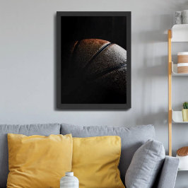 Basketboll Mörk Texturerat minimalistiskt foto Poster