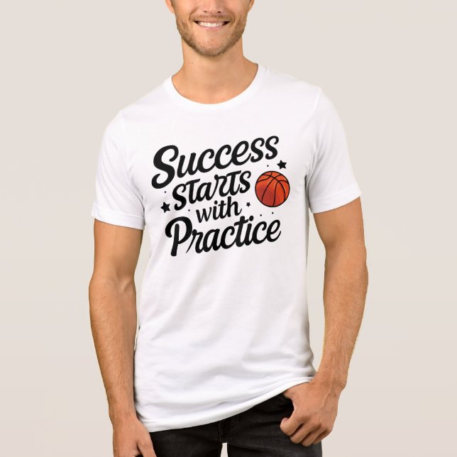 Basketboll Motivation Framgång Övning Citat T Shirt (Framsida)