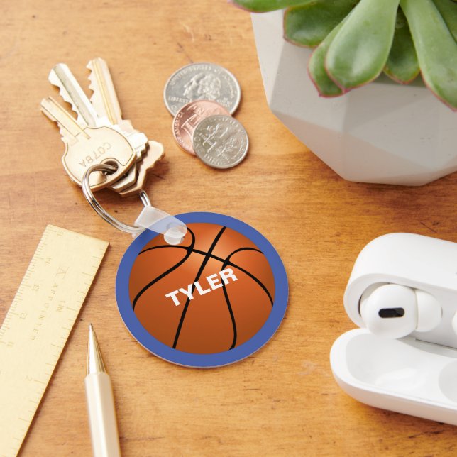 Basketboll, Namn i vitt på Blue Nyckelring (Skrivbord)