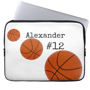 Basketboll Namn och Nummer Vit bakgrund Laptop Fodral
