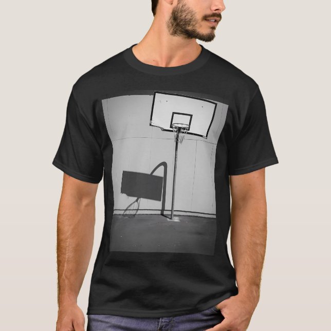 Basketboll, nät och ryggbak t shirt (Framsida)