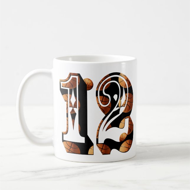 Basketboll Nummer 12 Bildlogotyp, Kaffemugg (Vänster)