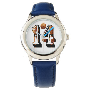 Basketboll nummer 14 Kids Leather Watch, Armbandsur