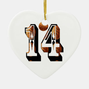 Basketboll nummer 14 Logotyp, Julgransprydnad Keramik