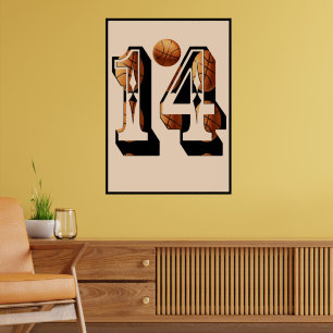 Basketboll nummer 14 tillverkat av basketbollar. poster