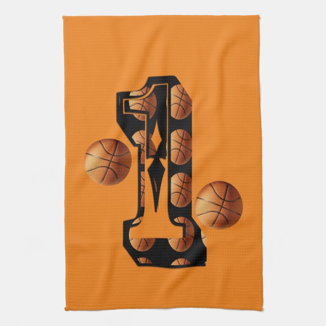 Basketboll nummer ett kökshandduk (Vertikal)