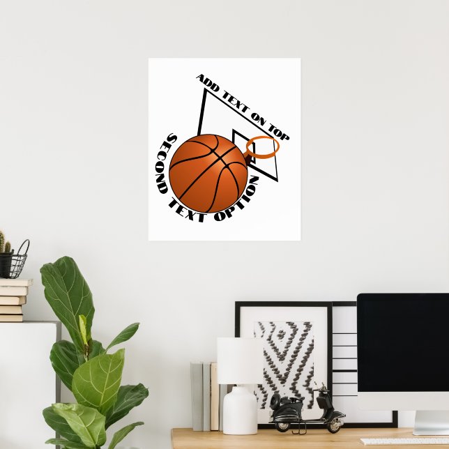 Basketboll och basketkorg sporter poster (Hemmakontoret)