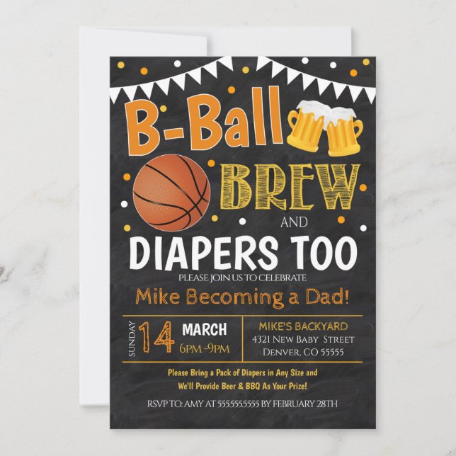 Basketboll och Beer Baby Shower-inbjudan Inbjudningar (Framsida)