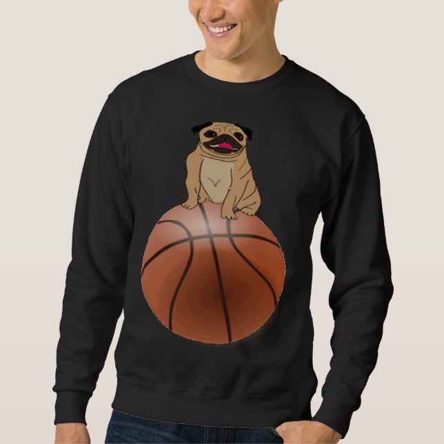 Basketboll och Pug Hund älskare Classic T-Shirt 59 Lång Ärmad Tröja (Framsida)