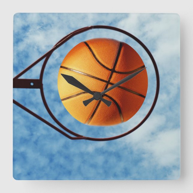Basketboll och Ring Fyrkantig Klocka (Framsida)