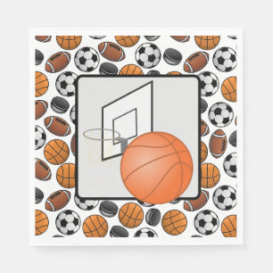 Basketboll och ring pappersservett