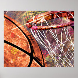 Basketboll och Ring-rosa för gigabasketboll Poster