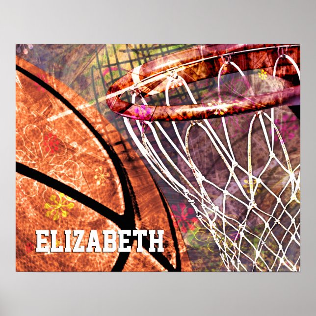 Basketboll och Ring-rosa för gigabasketboll Poster (Framsidan)