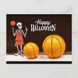 Basketboll och spökhalloween vykort