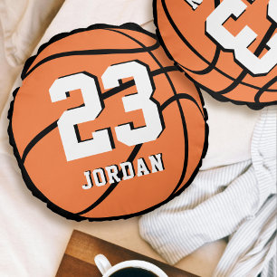 Basketboll Orange Boll Anpassat Namn & Tröjnummer Rund Kudde