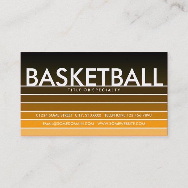 Basketboll, orange swatch visitkort (Framsida)